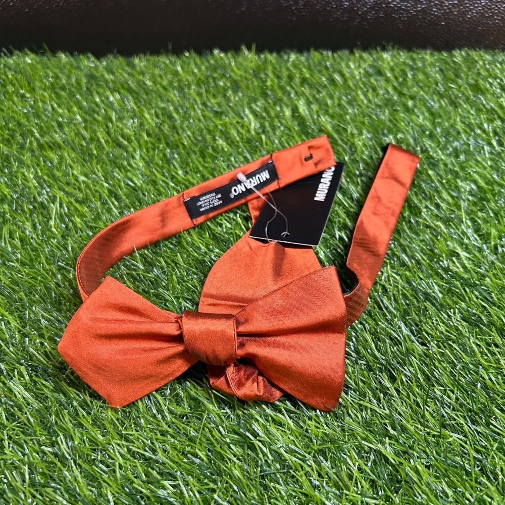 Murano Silk Self Tie Bow Tie Mens One Size Rust Orange Adjustable Formal NWT